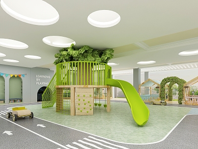 Modern kindergarten hall rain playground 3d model