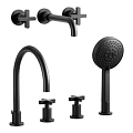 Modern Black Shower Head Handheld Sprayer Wall Mounted Controls and Fixtures 3d model