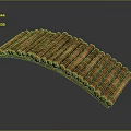 Decorative Arched Wooden Log Structure Neatly Arranged On Dark Background