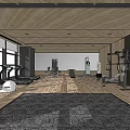 Modern Fitness Gym With Various Workout Equipment And Spacious Wooden Interior