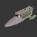 Futuristic Silver Spaceship Model With Streamlined Design Top Structure And Propulsion Unit 3d model