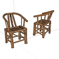 Two Handcrafted Bamboo Leisure Chairs With Armrests In Natural Rustic Design