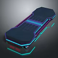 Modern Sports Skateboard With Sleek Design And Blue Purple Neon Lights