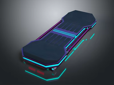 Modern Sports Skateboard With Sleek Design And Blue Purple Neon Lights 3d model