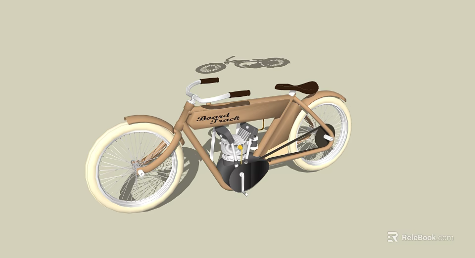 Vintage Brown Angelina Motorcycle with White Wheels and Classic Design 3d model 