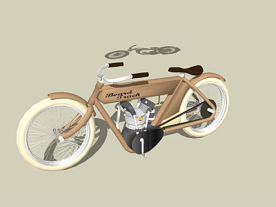 Vintage Brown Angelina Motorcycle with White Wheels and Classic Design 3d model
