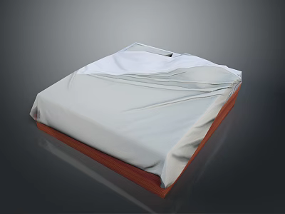 Mattress Display With White Sheet Cover And Wooden Base Structure Design 3d model