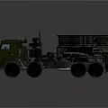 Green Military Truck With Heavy Duty Wheels And Multiple Rocket Launcher System