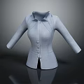 Light Blue Women's Blazer With Lapel Collar Button Front Long Sleeves Slim Fit Design