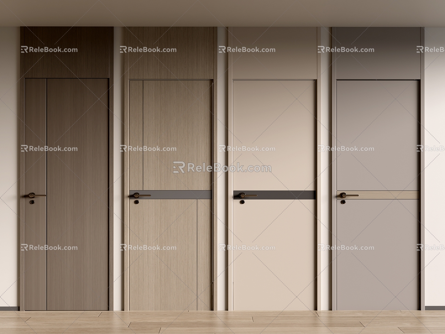 Single door bedroom door room door wooden door 3d model