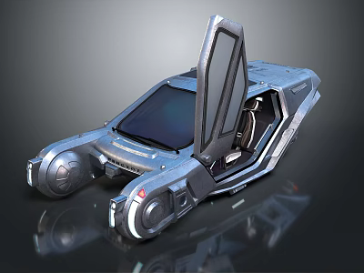Futuristic Silver Car With Open Scissor Doors Sleek Aerodynamic Body And Modern Interior Details 3d model