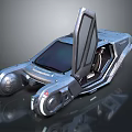 Futuristic Silver Car With Open Scissor Doors Sleek Aerodynamic Body And Modern Interior Details