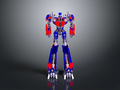 Red Blue White Robot Figure With Shiny Mechanical Structure And Detailed Design 3d model