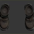 Brown Leather Work Boots With Buckle Straps Thick Rubber Soles And Reflective Toes