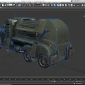 Vintage Green Military Style Truck with Rugged Mechanical Parts and Heavy Duty Tires