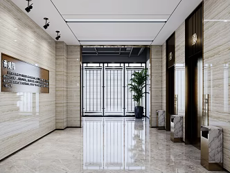 modern elevator hall 3d model