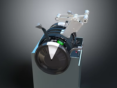 Mechanical Equipment With Green Digital Display White Robotic Arm And Black Silver Body 3d model
