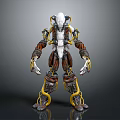 Game Movie Robot Character With Mechanical Body Structure White Brown Armor And Yellow Cables