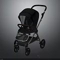Modern Black Baby Stroller With Brown Handle White Frame And Smooth Wheels