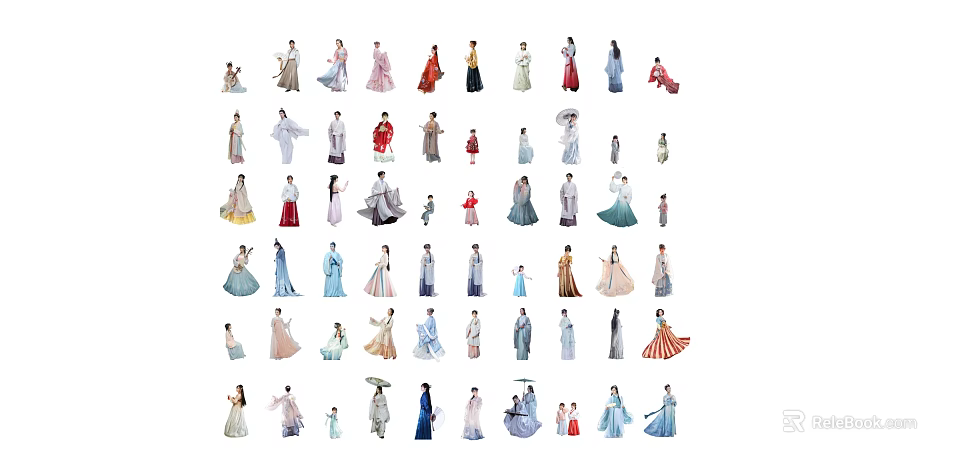 Group of People Wearing Various Traditional And Modern Clothing Styles In Illustration 3d model 