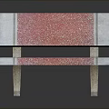 Red And Gray Speckled Bench With Backrest Seat And Light Colored Legs