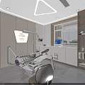 Modern Dental Clinic Interior Design With Dental Chair Medical Equipment And Cabinets