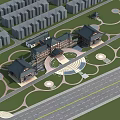 Traditional Ancient Chinese Architecture Complex With Sloping Eaves Multiple Roofs And Courtyard Lawn
