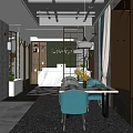 Industrial Style Restaurant Interior Design With Colorful Chairs Dining Tables And Green Plants