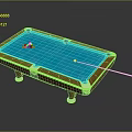 Professional Billiard Table with Blue Felt Surface Colored Balls Cue Stick and Wooden Frame