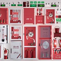 Comprehensive Fire Equipment Collection With Extinguishers Hydrants Cabinets Hoses Axes Buckets and Signs