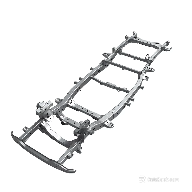 Durable Automotive Chassis Frame With Metal Cross Beams And Structural Components 3d model 