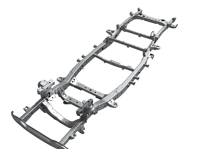 Durable Automotive Chassis Frame With Metal Cross Beams And Structural Components 3d model