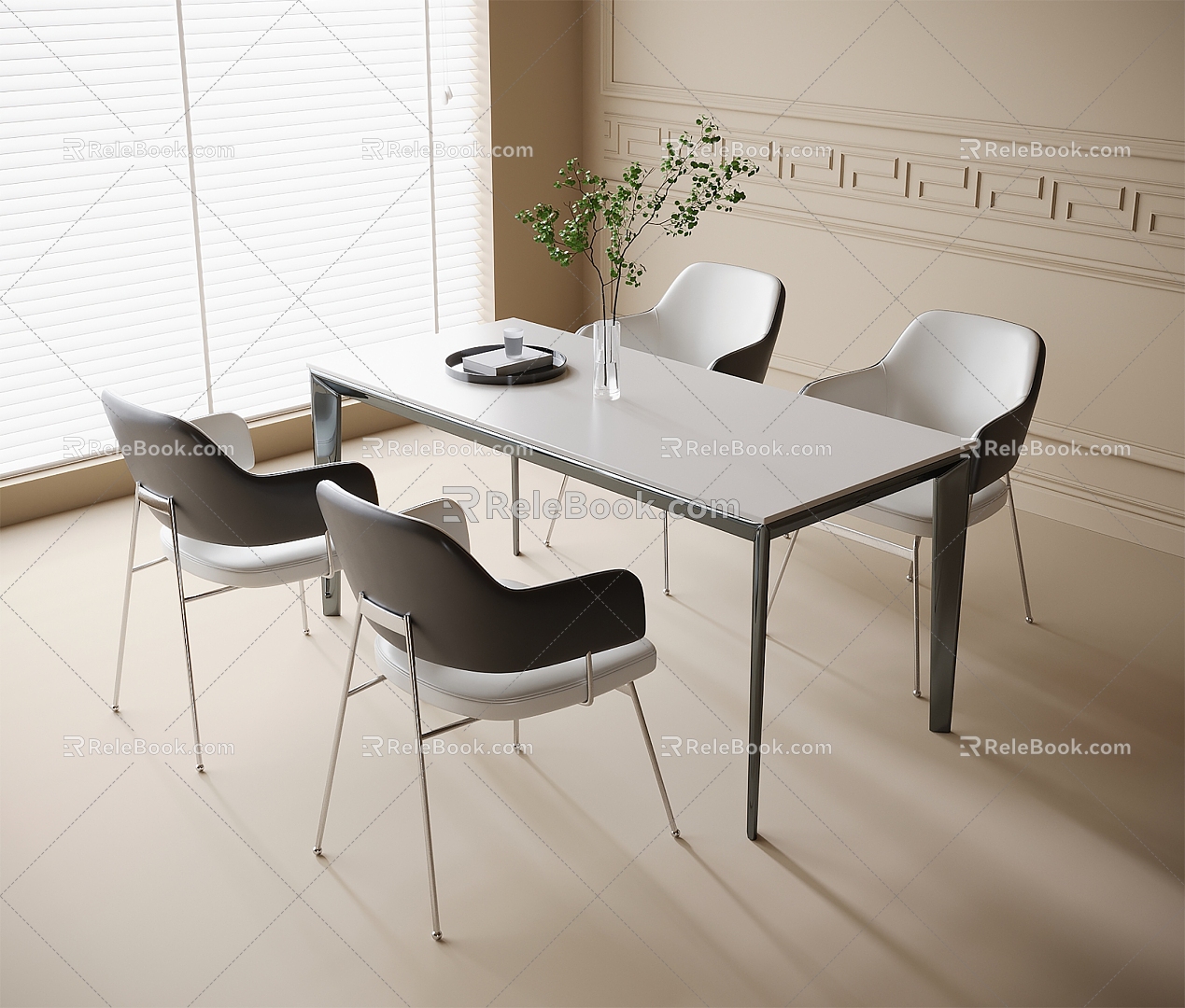 Modern Dining Table and Chair Combination Dining Chair Dining Table Single Chair 3d model