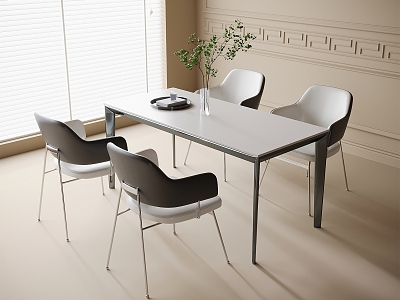 Modern Dining Table and Chair Combination Dining Chair Dining Table Single Chair 3d model