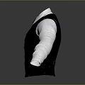 Black Vest with White Long Sleeve Shirt and Blue Tie on Gray Background with Reflection