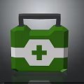Green First Aid Kit With White Stripe And Green Cross Symbol Emergency Medical Equipment