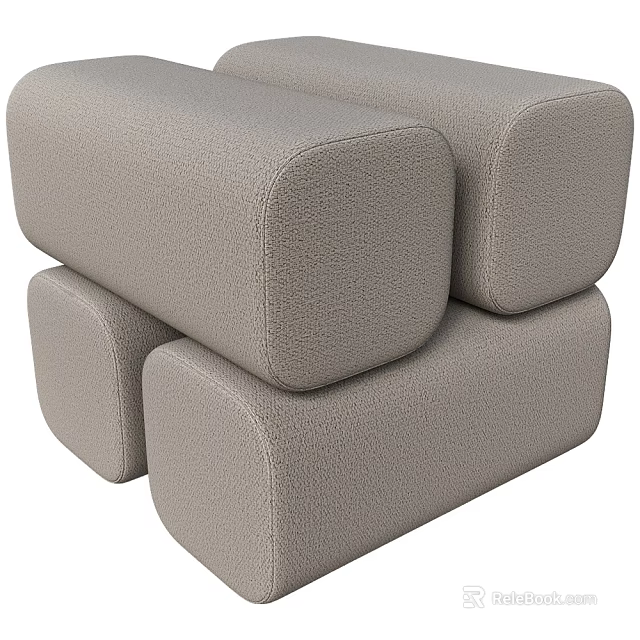 Gray Fabric Stool Stacked Modern Design For Home Living Room Decor 3d model 