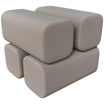 Gray Fabric Stool Stacked Modern Design For Home Living Room Decor 3d model