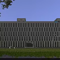 Aerial Planning of Modern Office Building With Glass Curtain Wall at Night