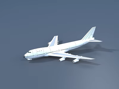 White Passenger Airplane Model with Detailed Wing and Tail Design on Gray Background 3d model