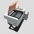 Industrial CO2 Laser Cutting Machine GJ145 Model With Open Lid Control Panel And Mobile Wheels