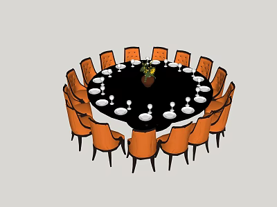 American Dining Table and Chair Combination Round Table 3d model