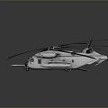 Highly Detailed Space Helicopter Model with Spinning Propellers on Gray Background