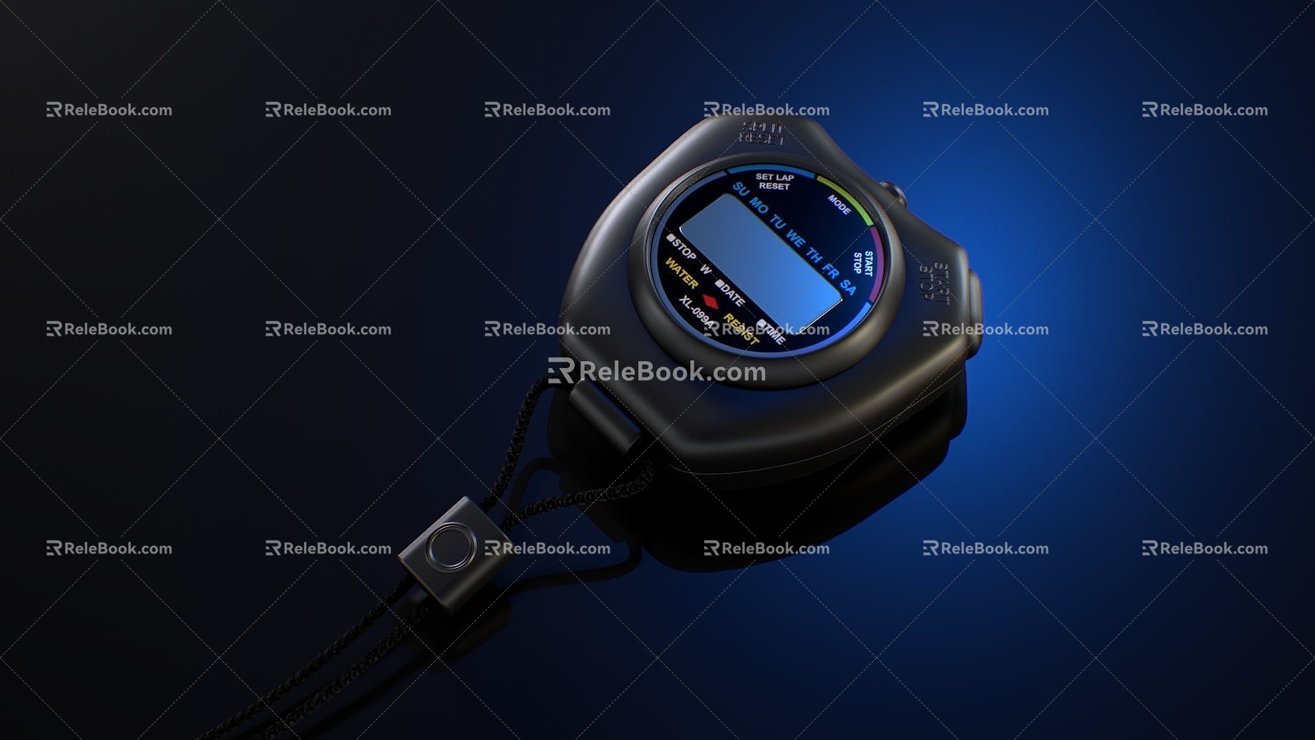 Modern stopwatch thermometer modern equipment thermometer stopwatch intelligent instrument 3d model