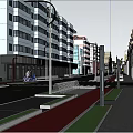 Modern Commercial Street Design With Contemporary Architecture Storefronts Crosswalk And Street Lights