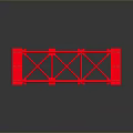 Red Metal Grid Frame Structure With Gray Background And Reflection Surface 3d model