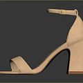 Women's Beige Block Heel Sandals With Ankle Strap And Open Toe
