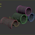 Gray Metal Pipes Stacked with Damaged Ends for Hardware Tools Application 3d model