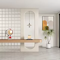 Cream porch aisle partition 3d model