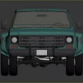 Detailed Turquoise Pickup Truck Model On Dark Background With Reflection